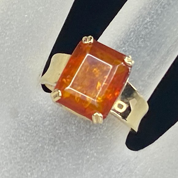 c1970´s 14K yellow gold butterscotch Amber statement...